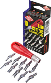 Lino Cutters 10 Assorted Blades with Handle