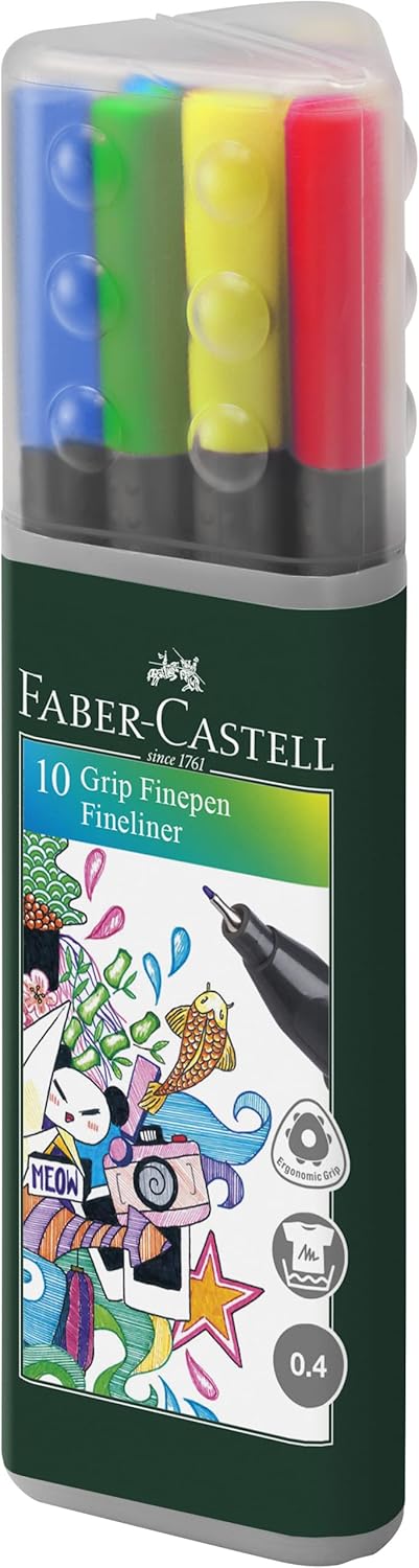 Faber Castell Grip Finepen Plastic Tube of 10