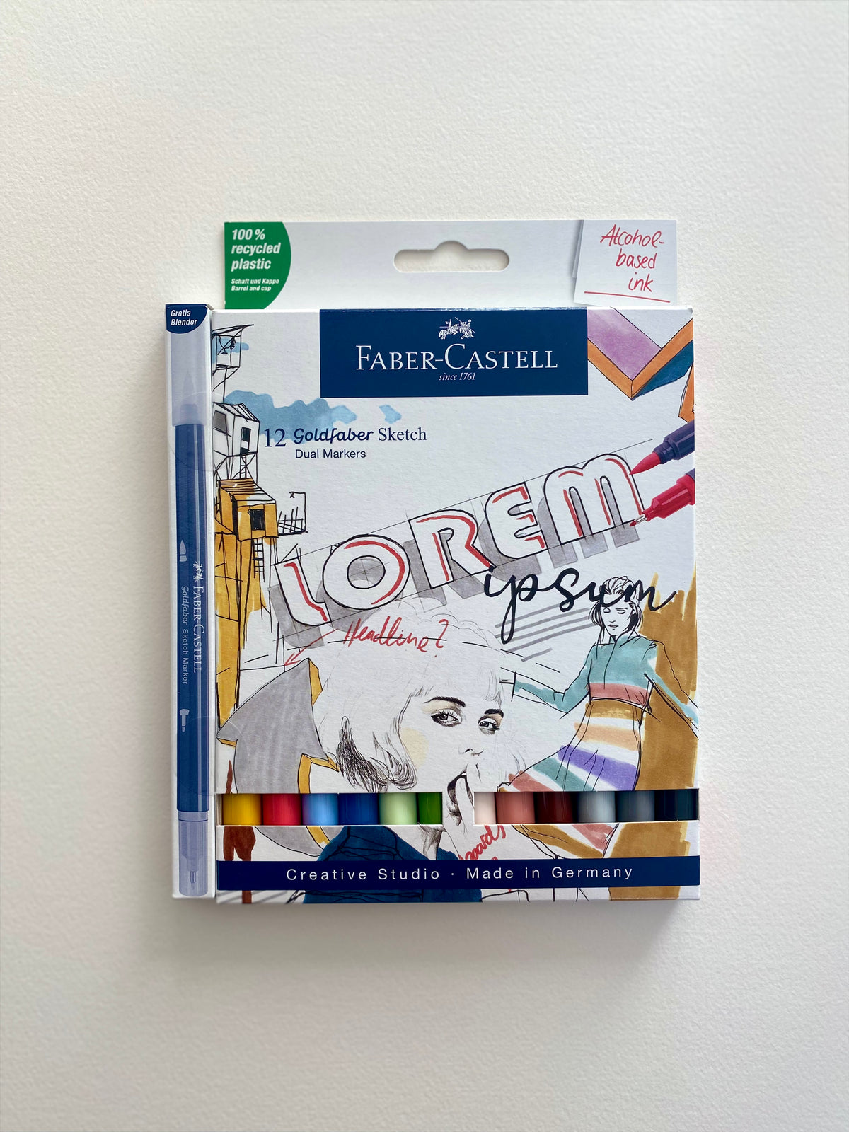 Faber-Castell Goldfaber Dual Sketch Markers Wallet x 12 + FREE Colorless Blender