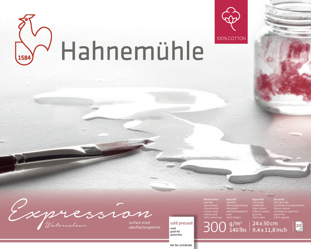 Hahnemühle Expression Watercolour Block, 300 gsm, Cold Pressed, 24 × 30 cm