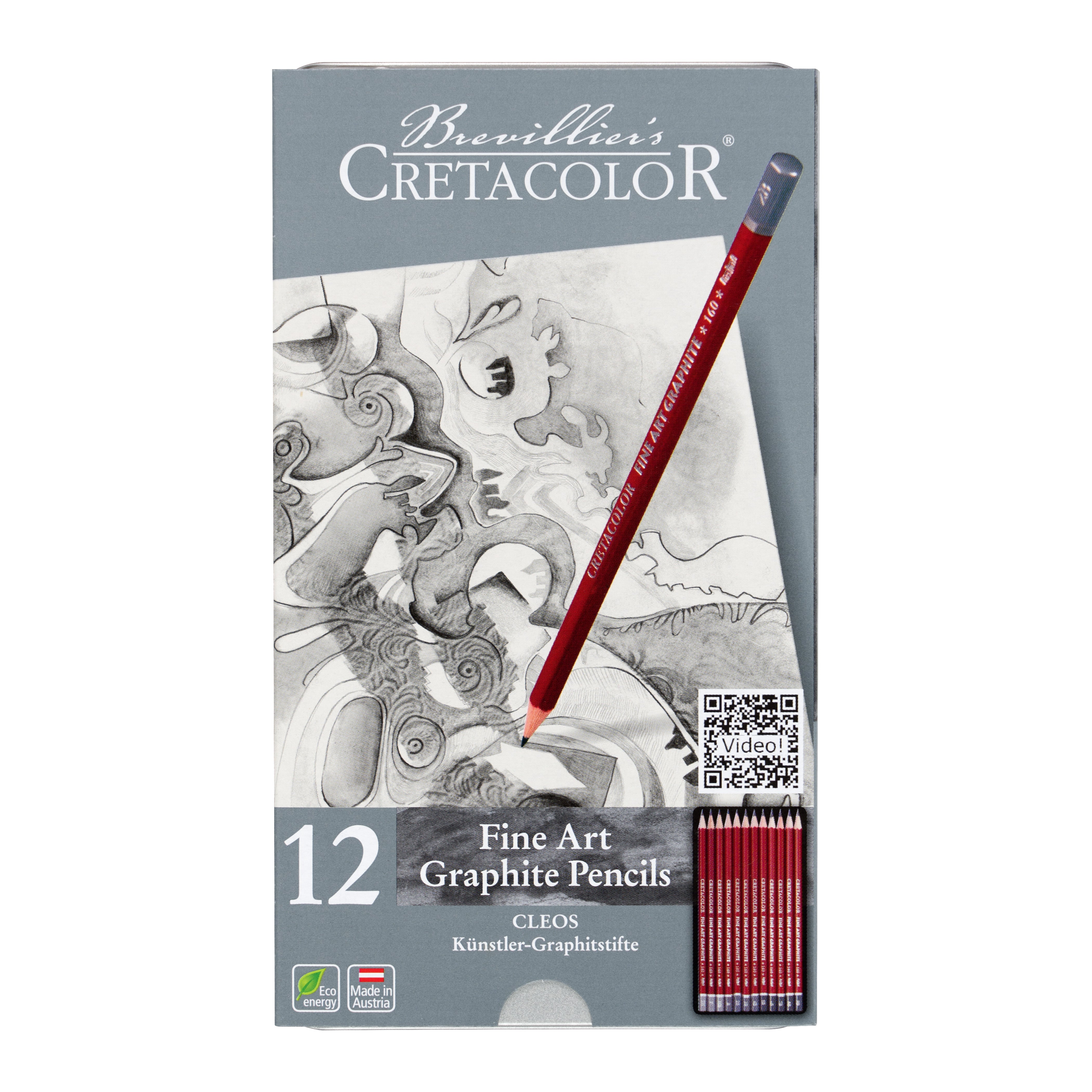Cretacolor Cleos Fine Art Graphite Pencils, Set of 12