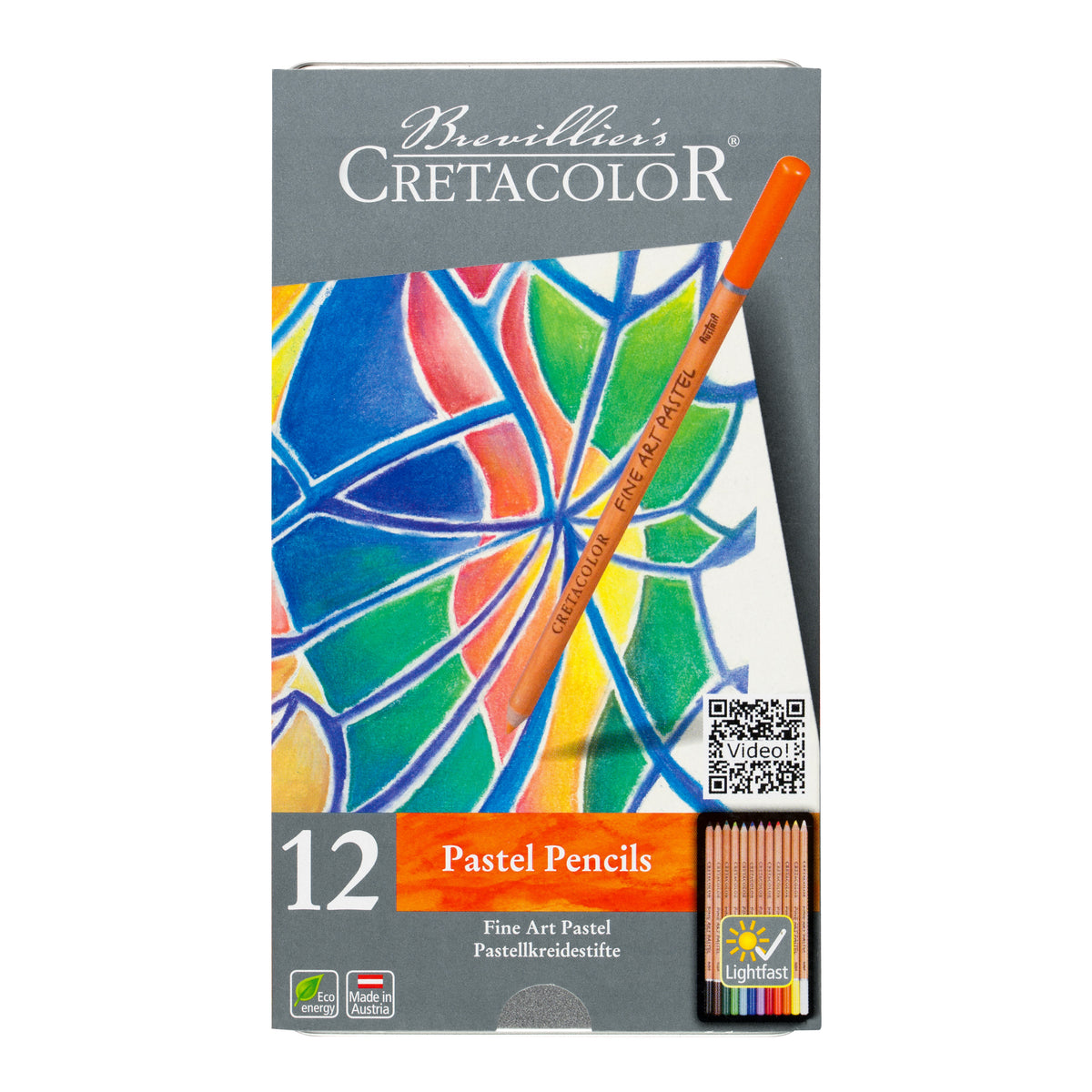 Cretacolor Fine Art Pastel Pencils, Set of 12, metal case